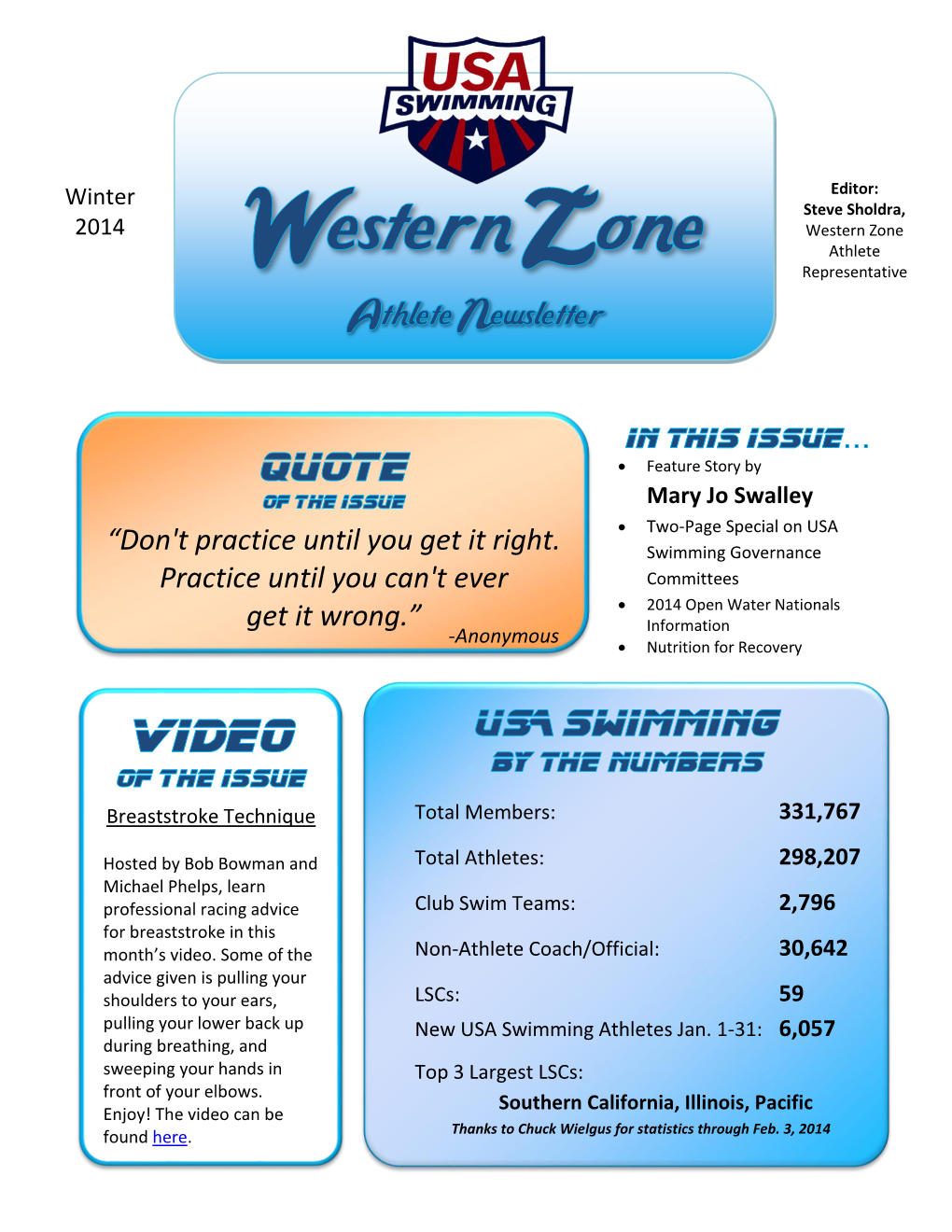 Western Zone Athlete Newsletter