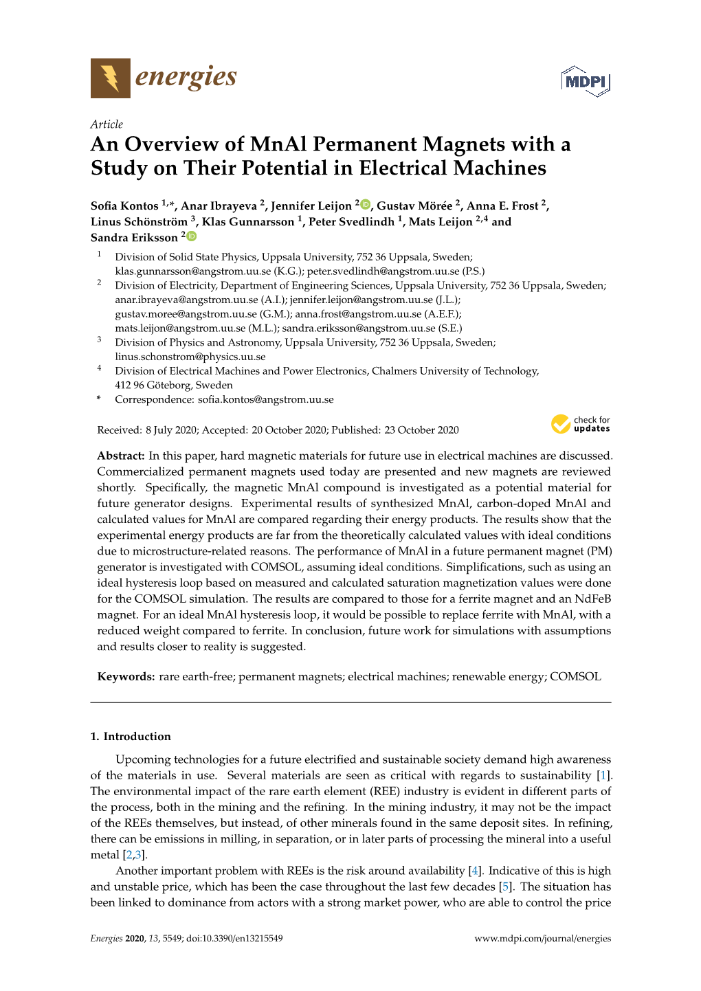 An Overview of Mnal Permanent Magnets with a Study on Their Potential in Electrical Machines