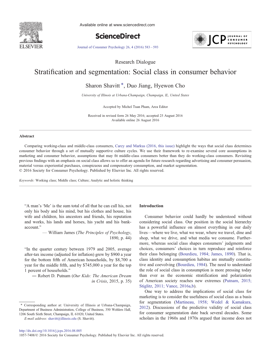 Stratification and Segmentation: Social Class in Consumer Behavior