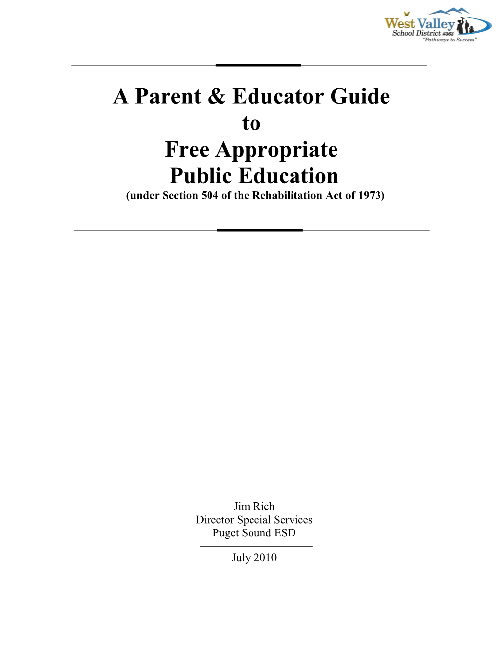 A Parent & Educator Guide to Free Approproiate Public Education