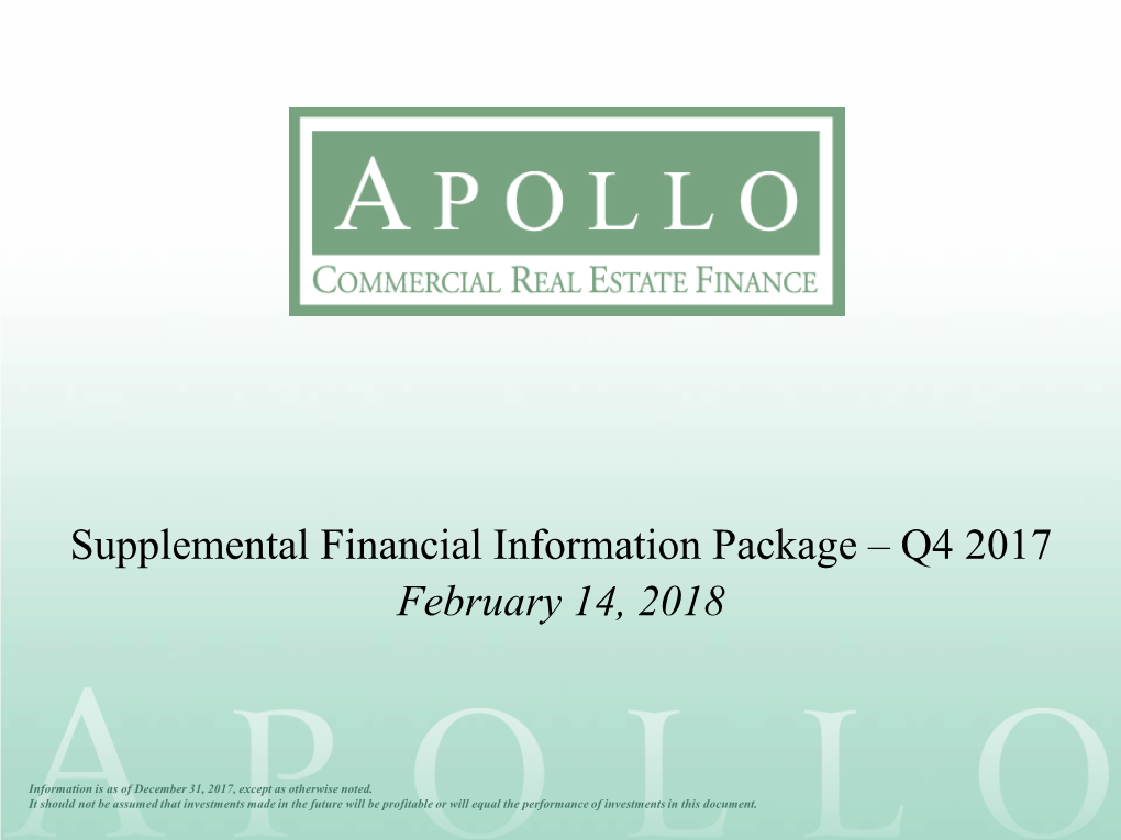 Supplemental Financial Information Package – Q4 2017 February 14, 2018