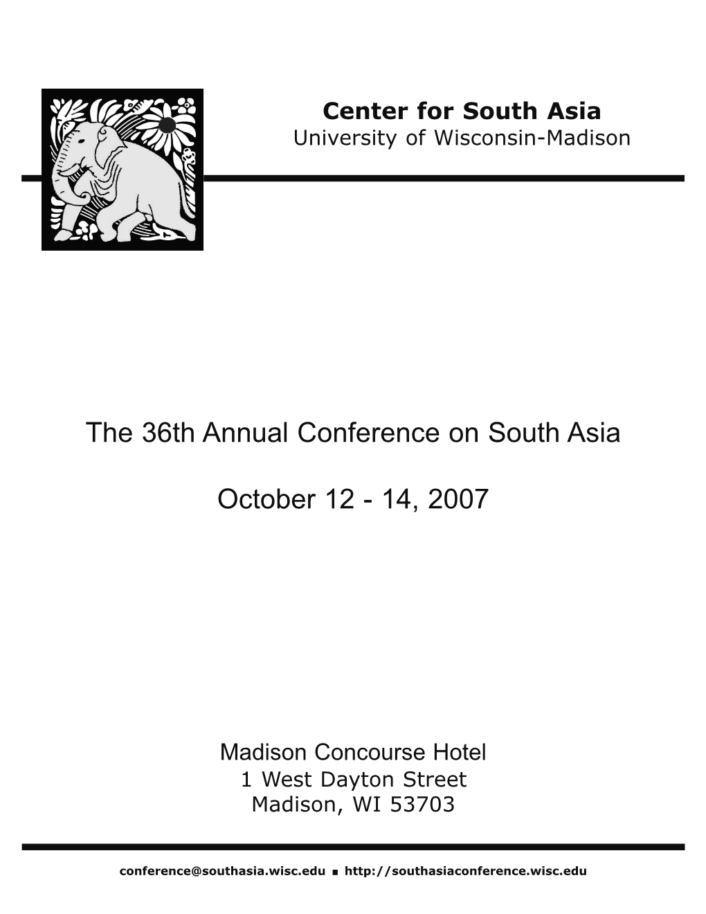 The 36Th Annual Conference on South Asia October 12