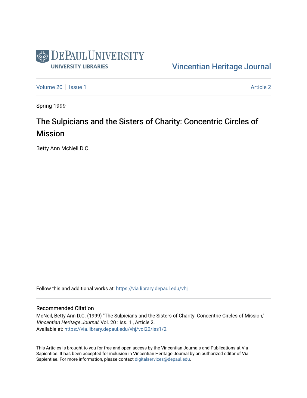 The Sulpicians and the Sisters of Charity: Concentric Circles of Mission