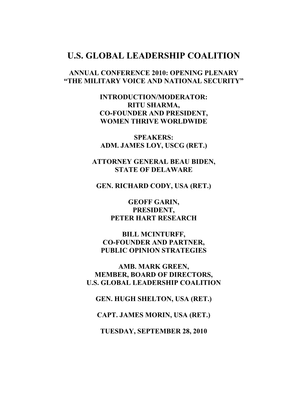 U.S. Global Leadership Coalition