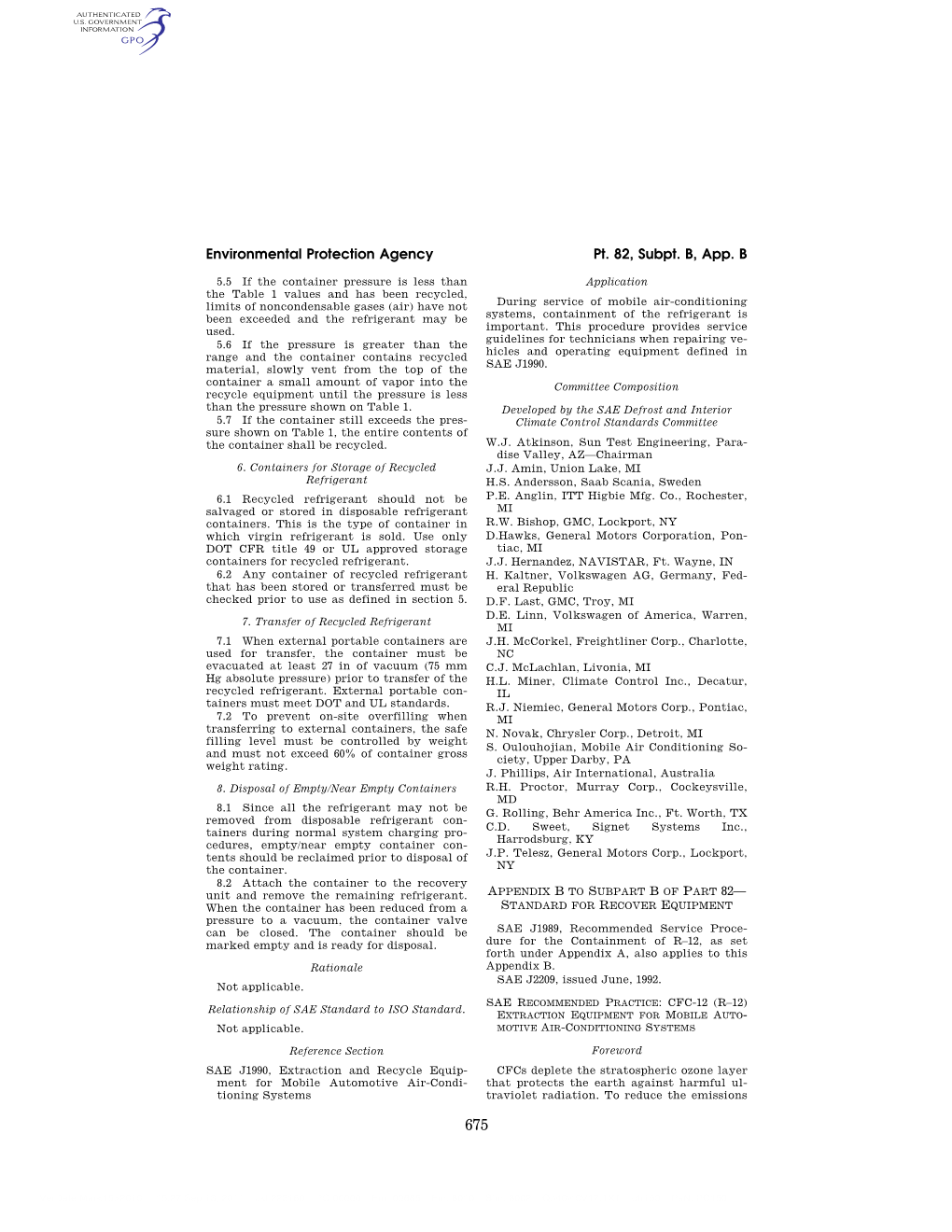 Environmental Protection Agency Pt. 82, Subpt. B, App. B