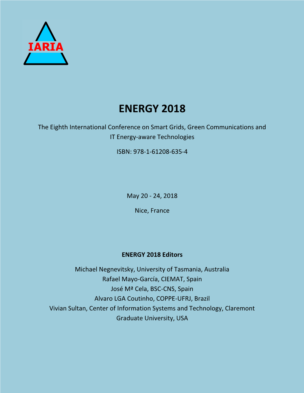 ENERGY 2018, the Eighth International