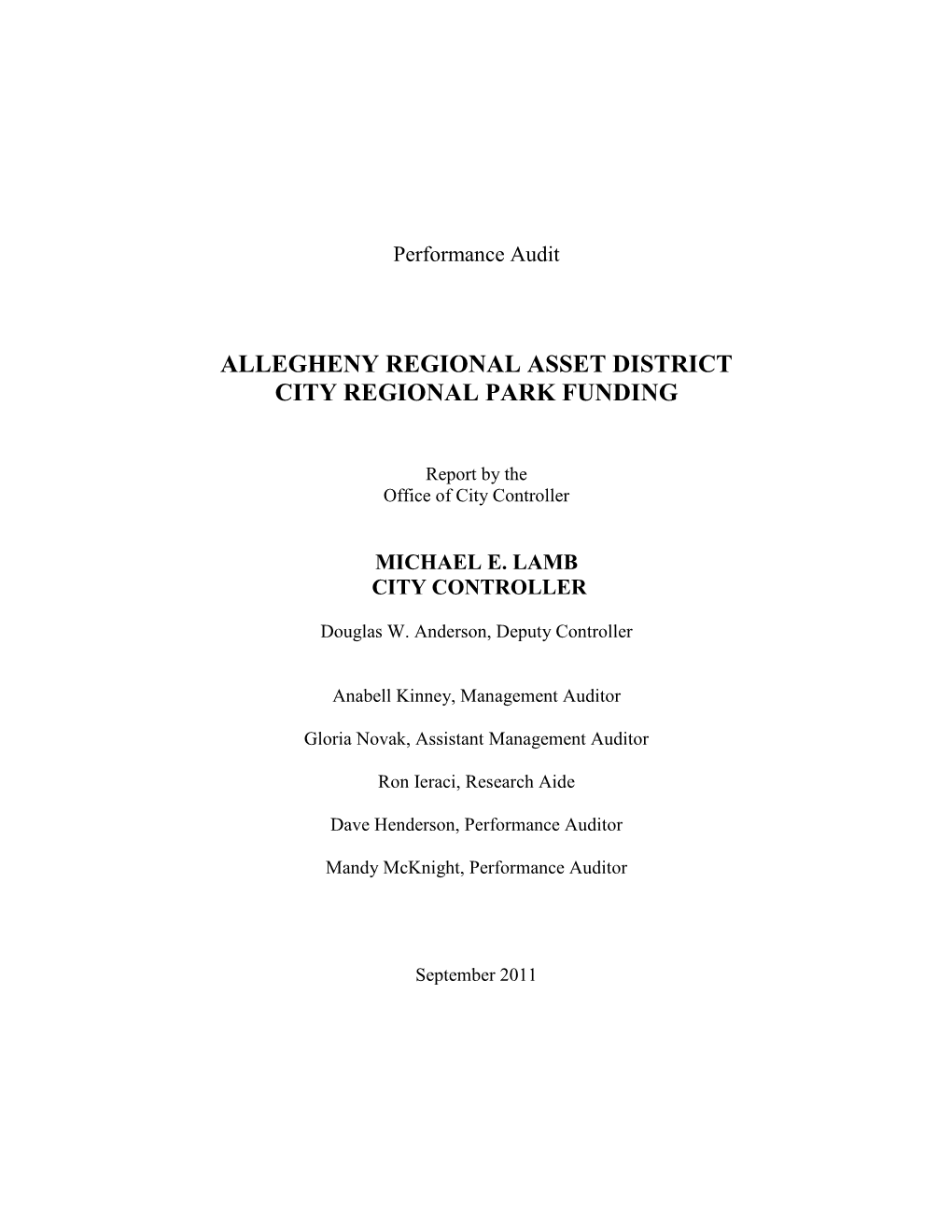 Allegheny Regional Asset District: City Regional Park