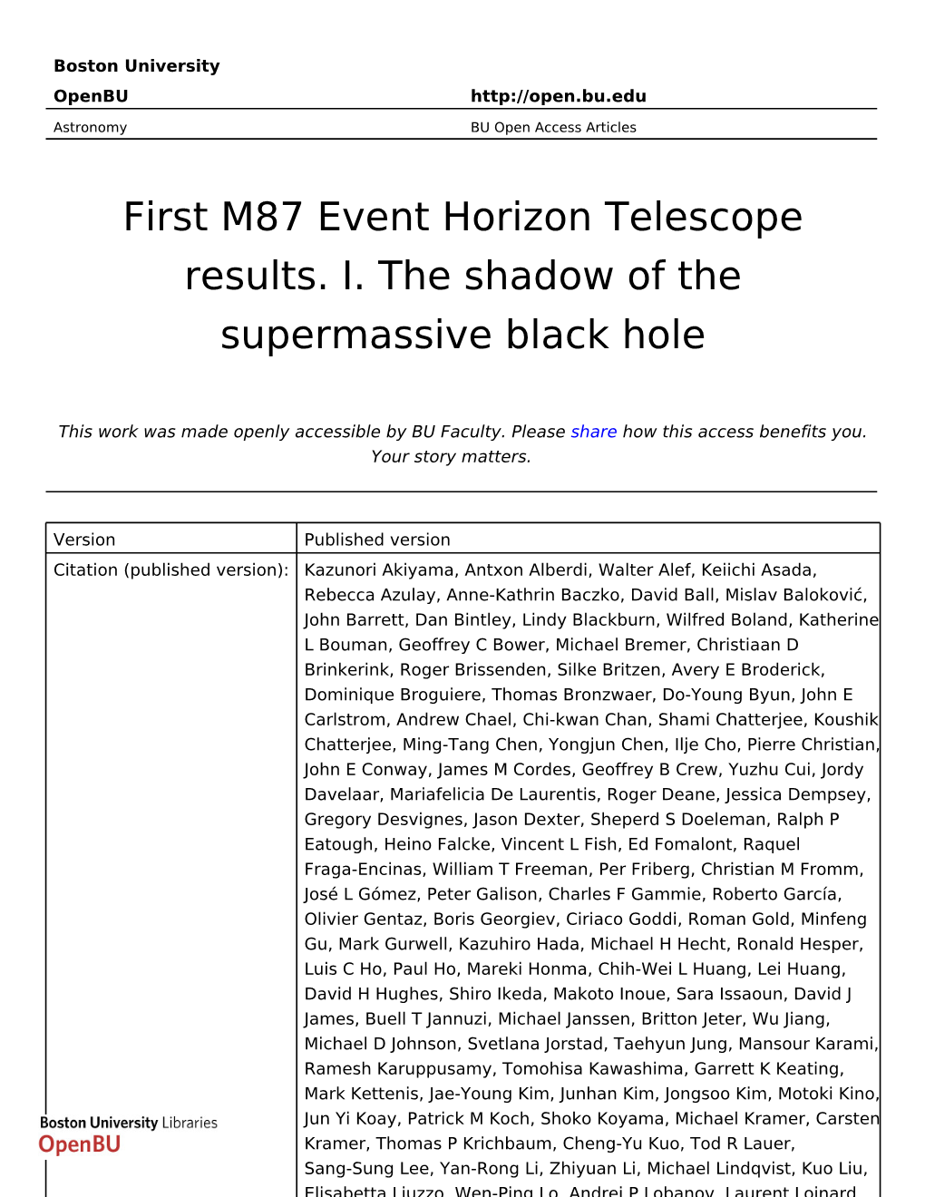 First M87 Event Horizon Telescope Results. I. the Shadow of the Supermassive Black Hole