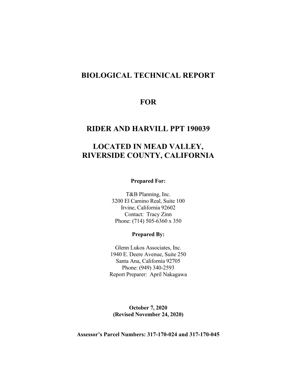 Appendix B1 Biotechnical Report