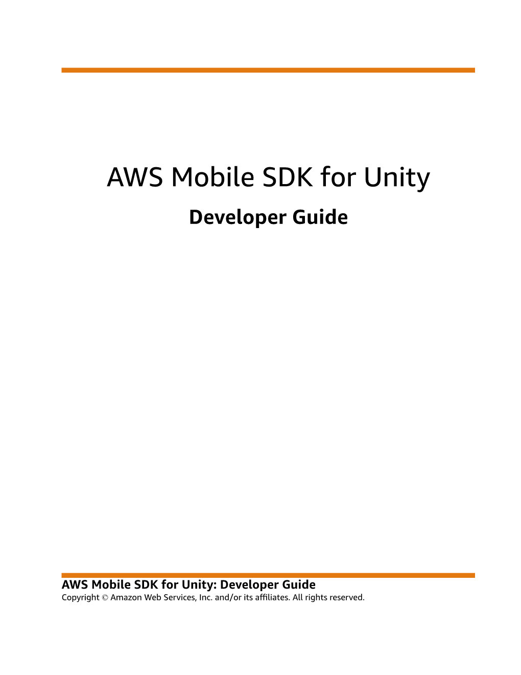 AWS Mobile SDK for Unity Developer Guide