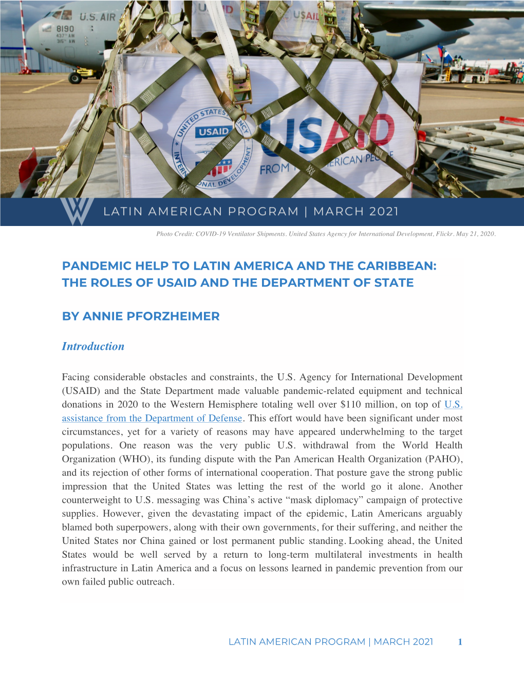 Pandemic Help to Latin America and the Caribbean: the Roles of Usaid and the Department of State