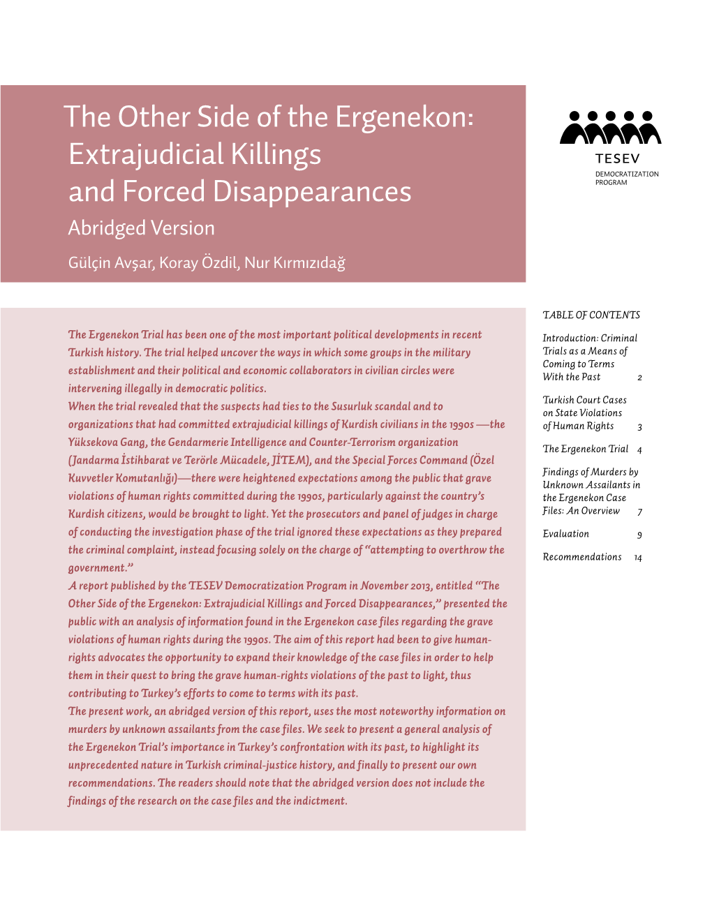 The Other Side of the Ergenekon: Extrajudicial Killings and Forced