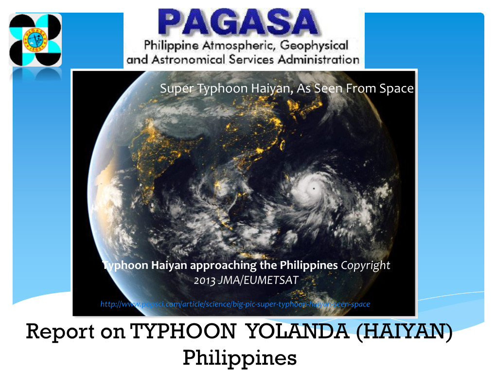 Typhoon Haiyan, As Seen from Space
