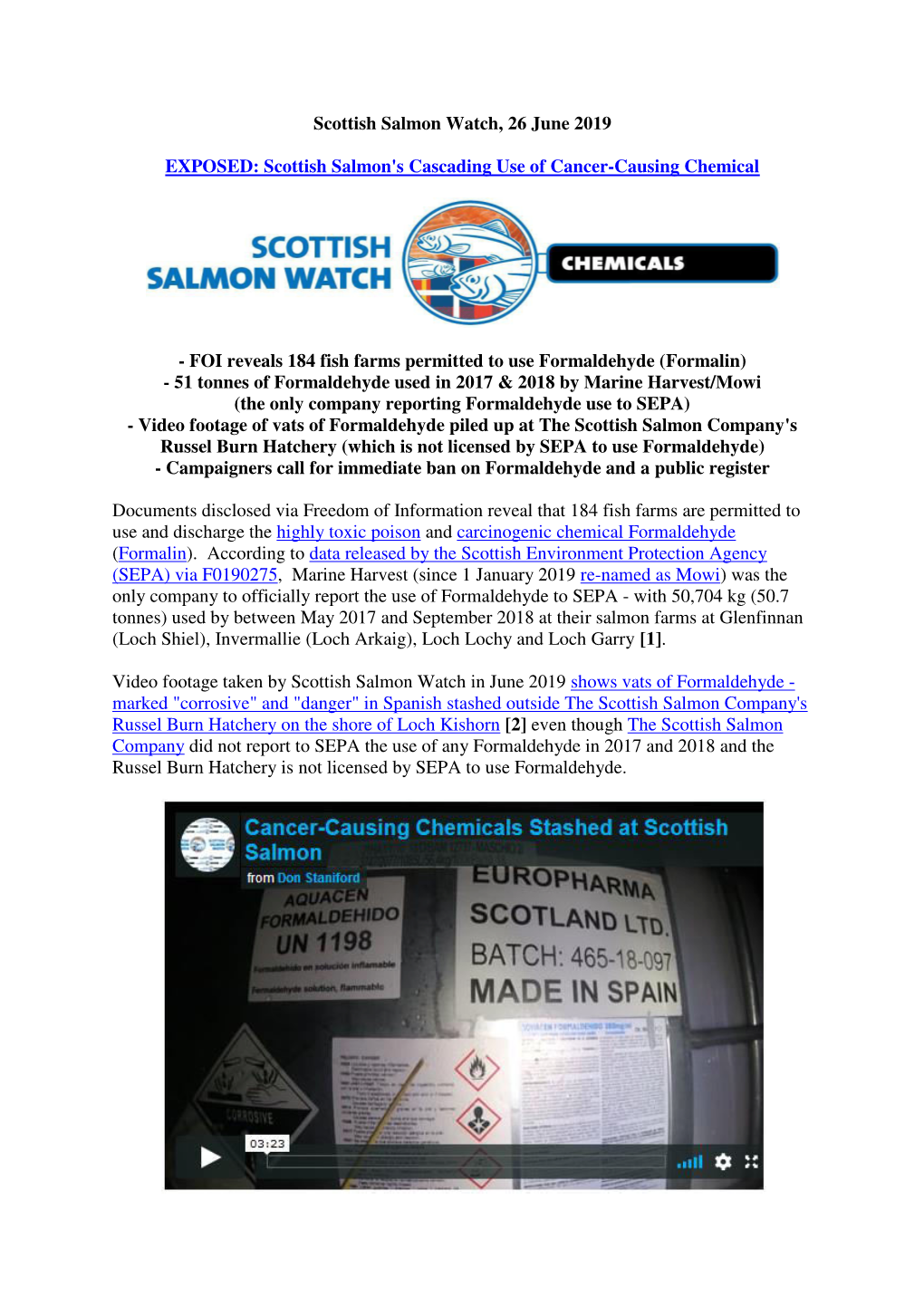 Scottish Salmon's Cascading Use of Cancer-Causing Chemical