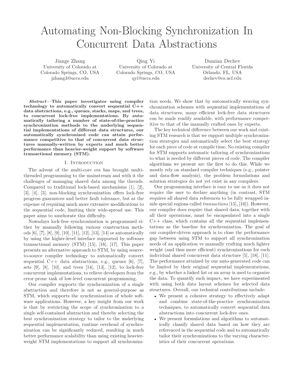 Automating Non-Blocking Synchronization in Concurrent Data Abstractions