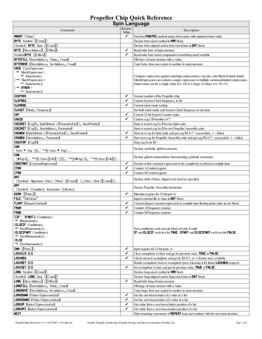 Propeller Quick Reference Guide