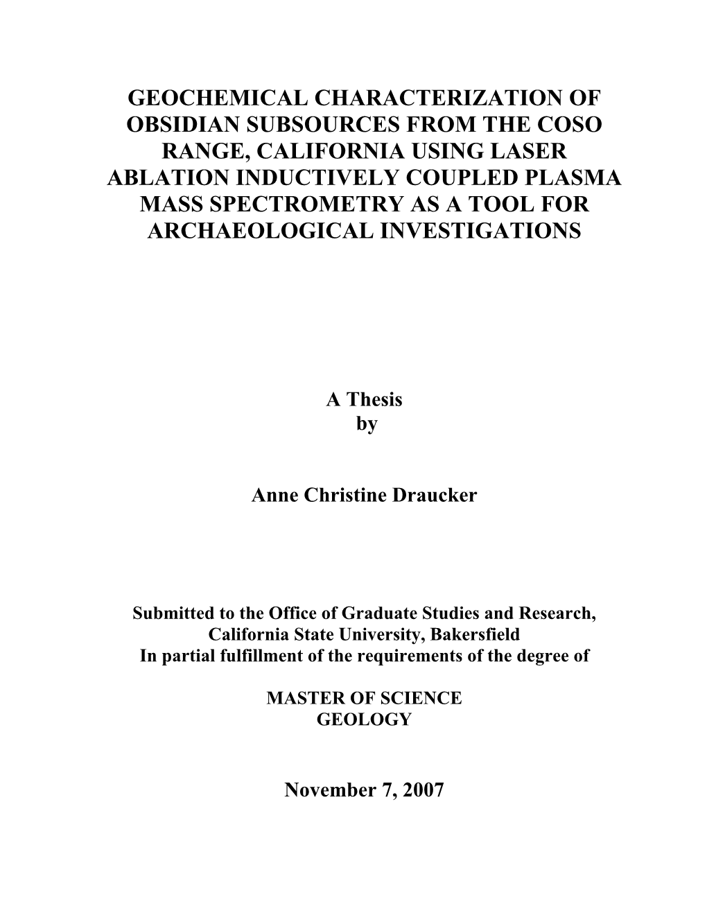 Geochemical Characterization Of