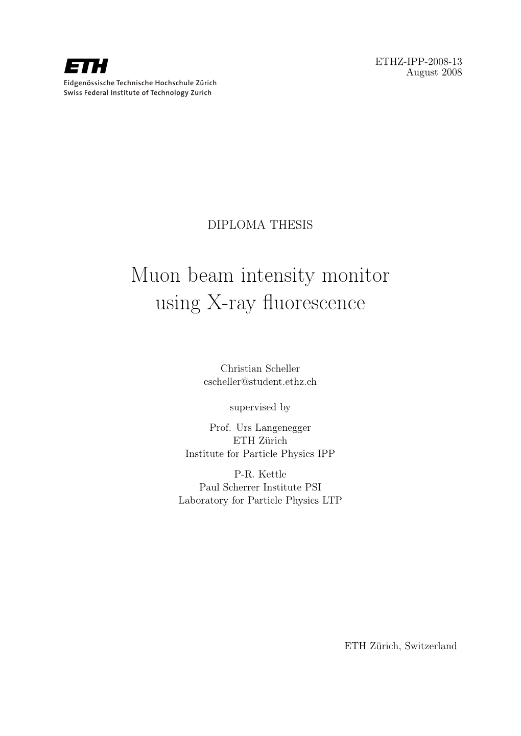 Muon Beam Intensity Monitor Using X-Ray Fluorescence