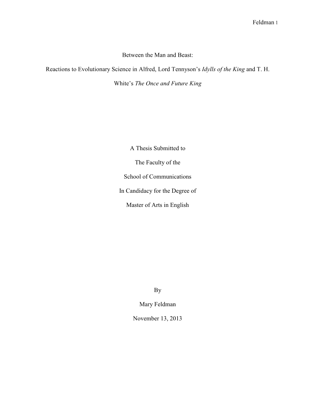 Reactions to Evolutionary Science in Alfred, Lord Tennyson's Idylls of The