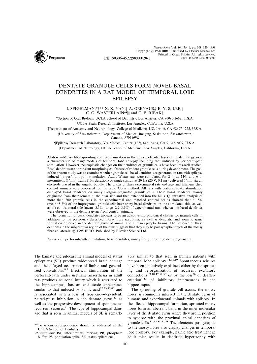 Dentate Granule Cells Form Novel Basal Dendrites in a Rat Model of Temporal Lobe Epilepsy