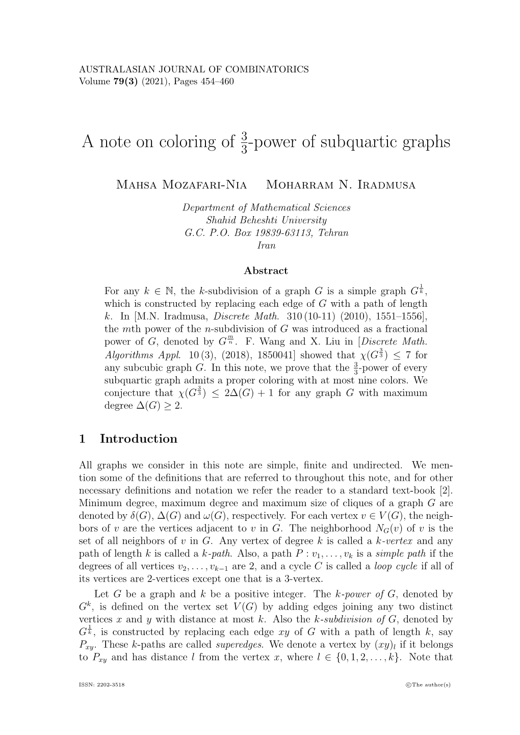 A Note on Coloring of 3/3-Power of Subquartic Graphs