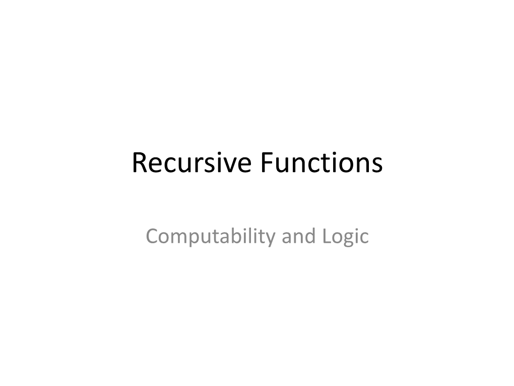 Recursive Functions