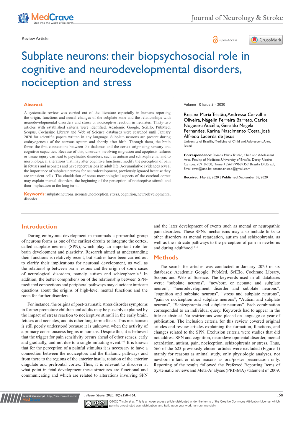 Subplate Neurons: Their Biopsychosocial Role in Cognitive and Neurodevelopmental Disorders, Nociception and Stress