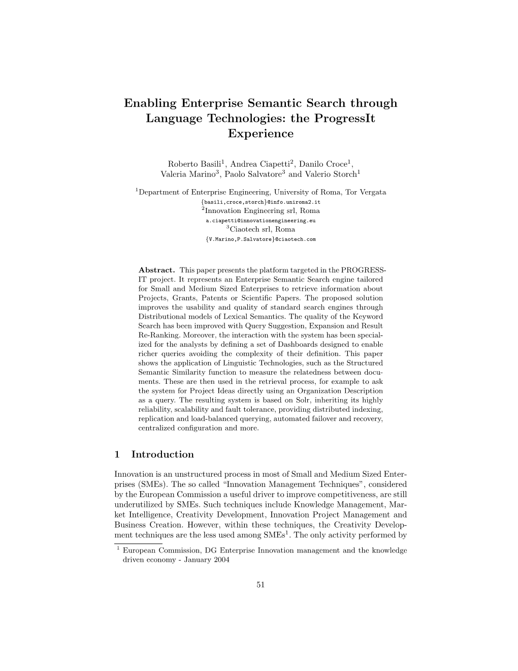 Enabling Enterprise Semantic Search Through Language Technologies: the Progressit Experience