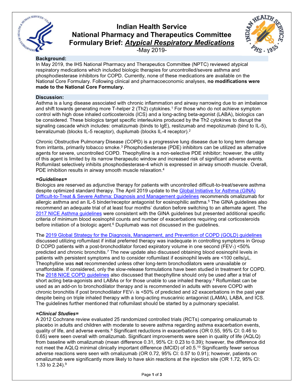 Atypical Respiratory Medications -May 2019