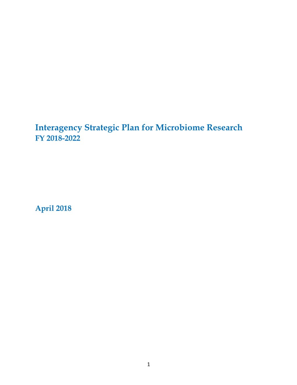 Interagency Strategic Plan for Microbiome Research FY 2018-2022