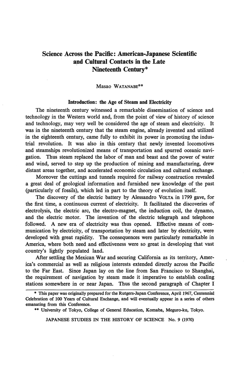 Science Across the Pacific: American-Japanese Scientific and Cultural Contacts in the Late Nineteenth Century*