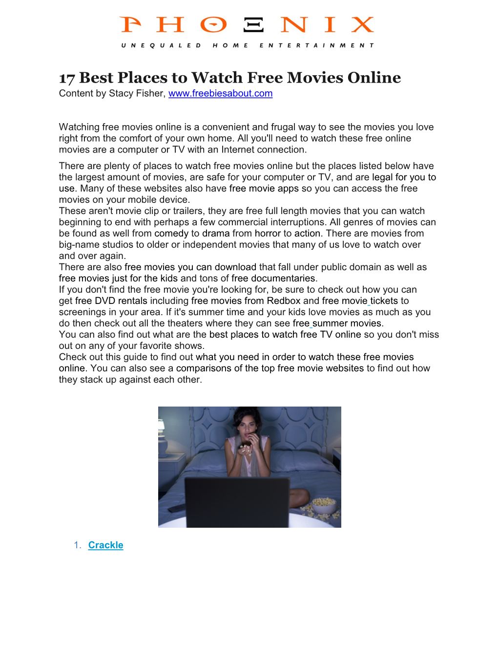 17 Best Places to Watch Free Movies Online Content by Stacy Fisher