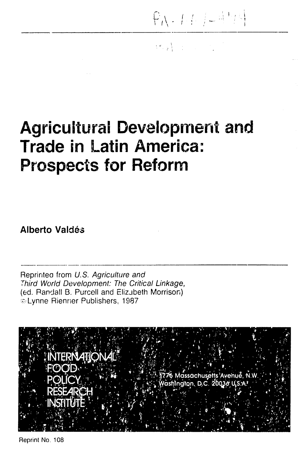 Agricultural Development and Trade in Latin America: Prospects for Reform