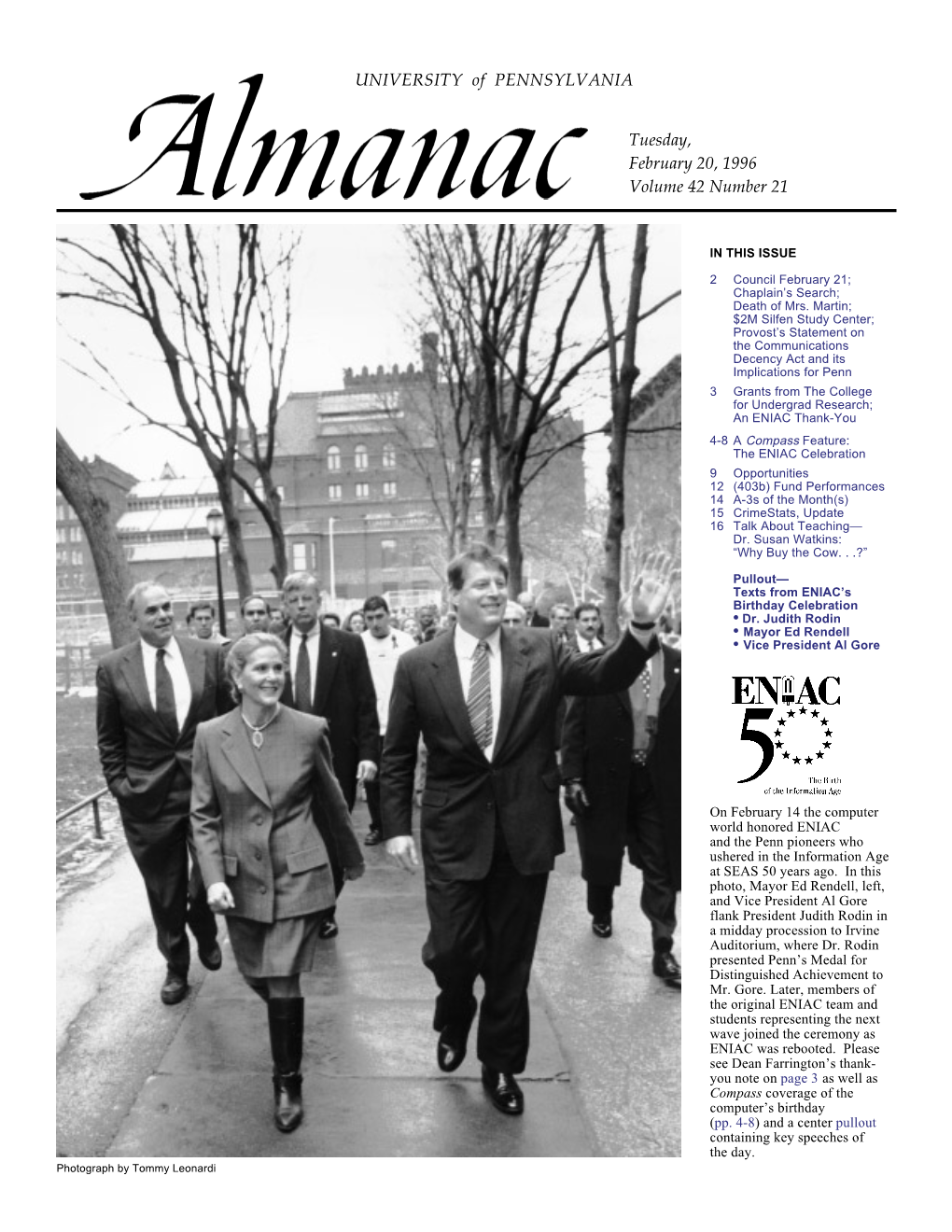 Almanac February 20, 1996