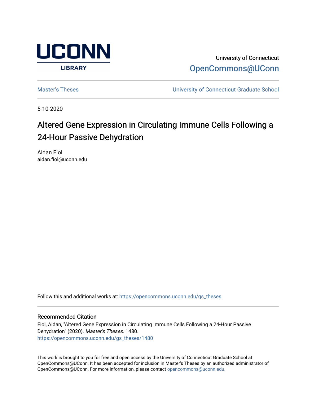 Altered Gene Expression in Circulating Immune Cells Following a 24-Hour Passive Dehydration