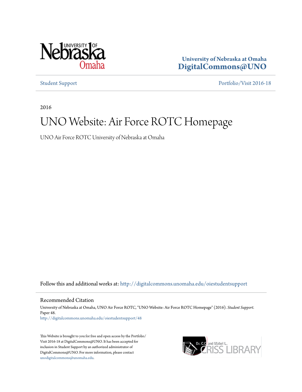 UNO Website: Air Force ROTC Homepage UNO Air Force ROTC University of Nebraska at Omaha