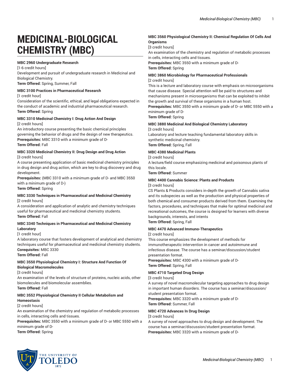 Medicinal-Biological Chemistry (MBC) 1