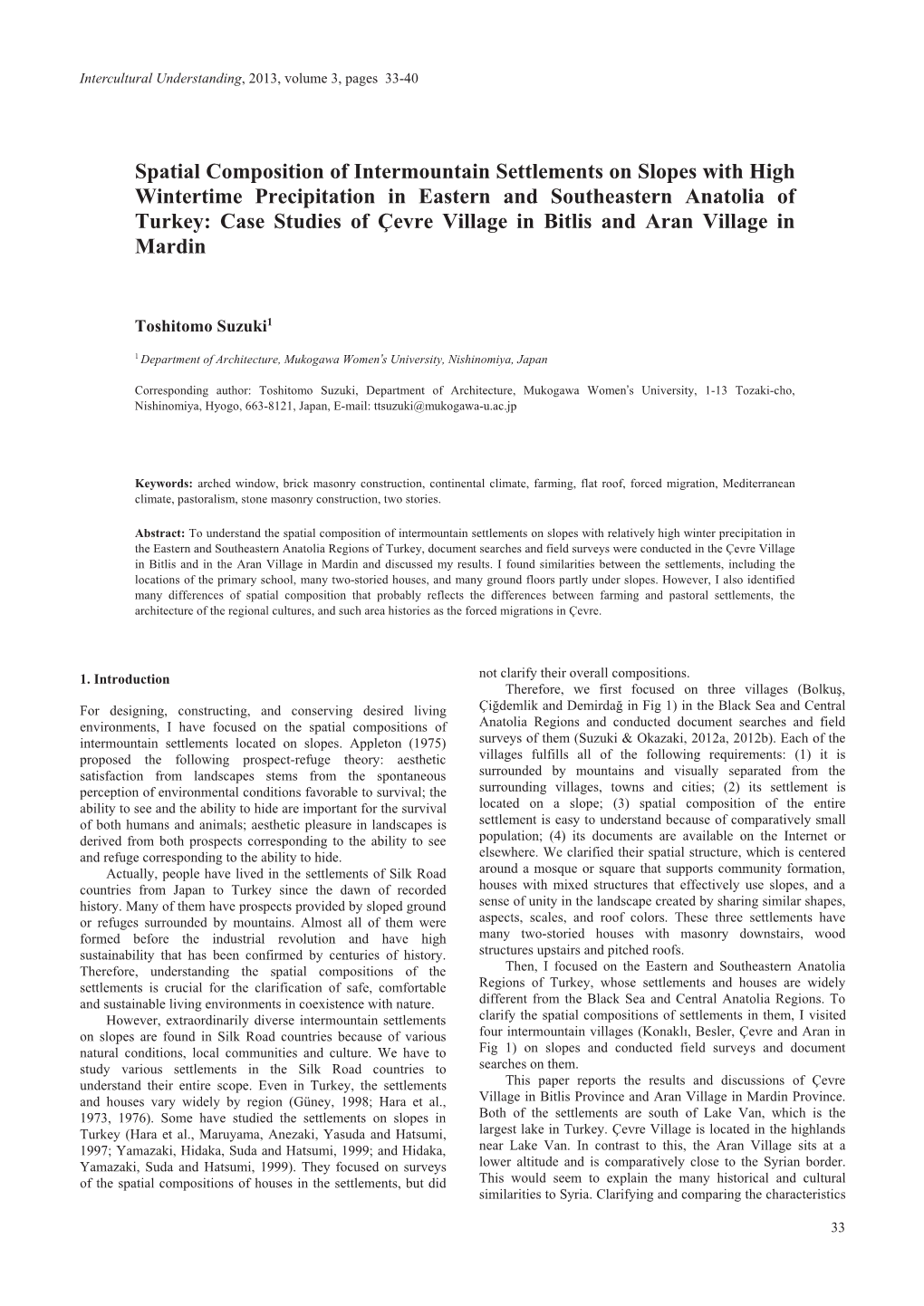 Spatial Composition of Intermountain Settlements on Slopes with High