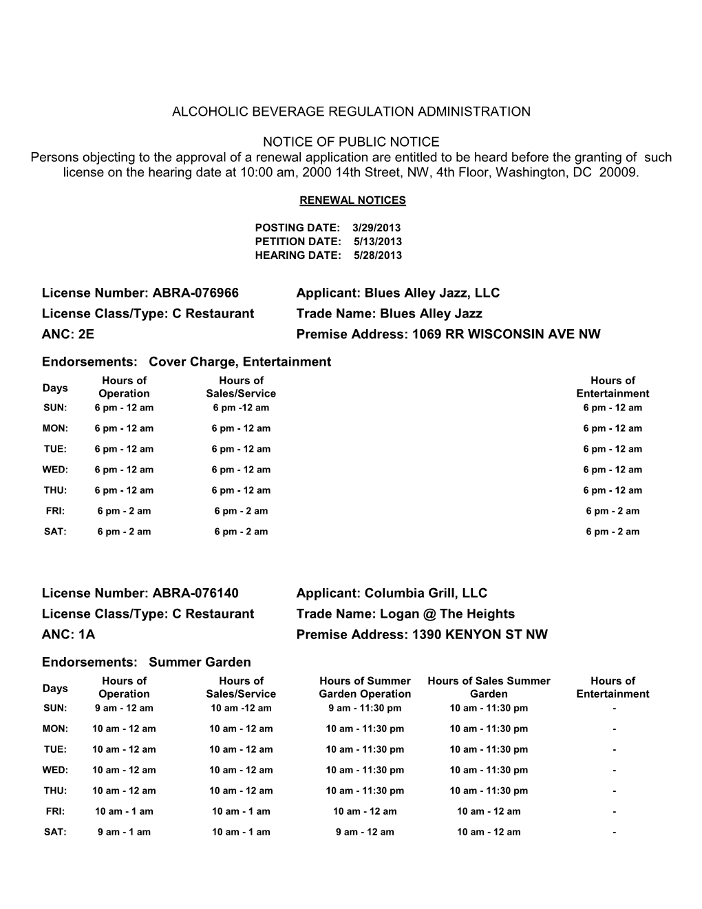 Renewal Notice of Public Hea