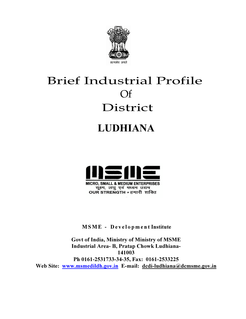 Brief Industrial Profile of District LUDHIANA