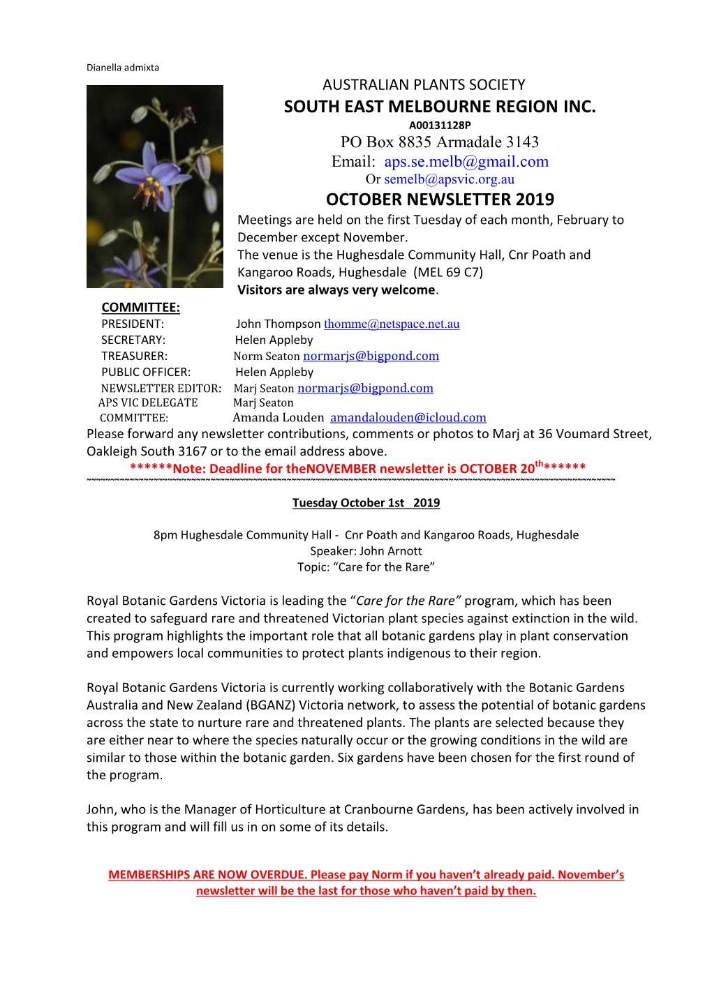 South East Melbourne Region Inc. October Newsletter 2019