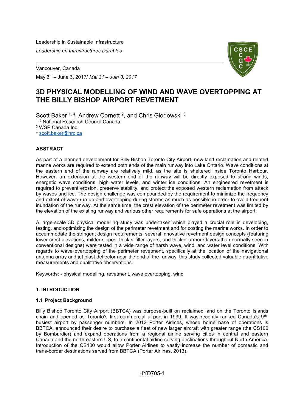 3D Physical Modelling of Wind and Wave Overtopping at the Billy Bishop Airport Revetment