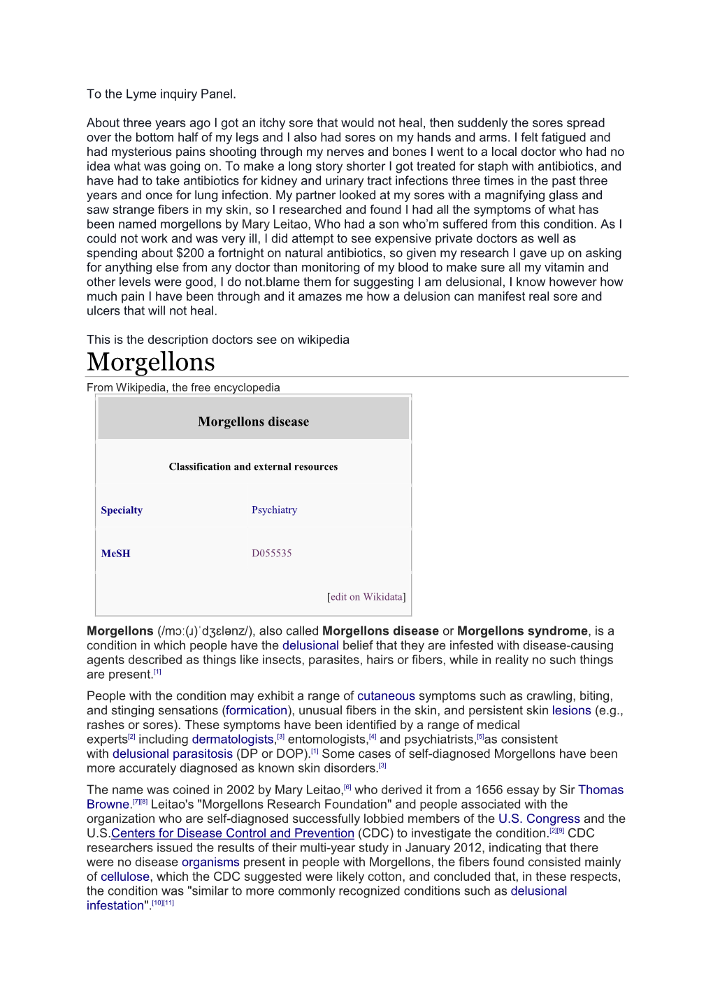 Morgellons by Mary Leitao, Who Had a Son Who’M Suffered from This Condition