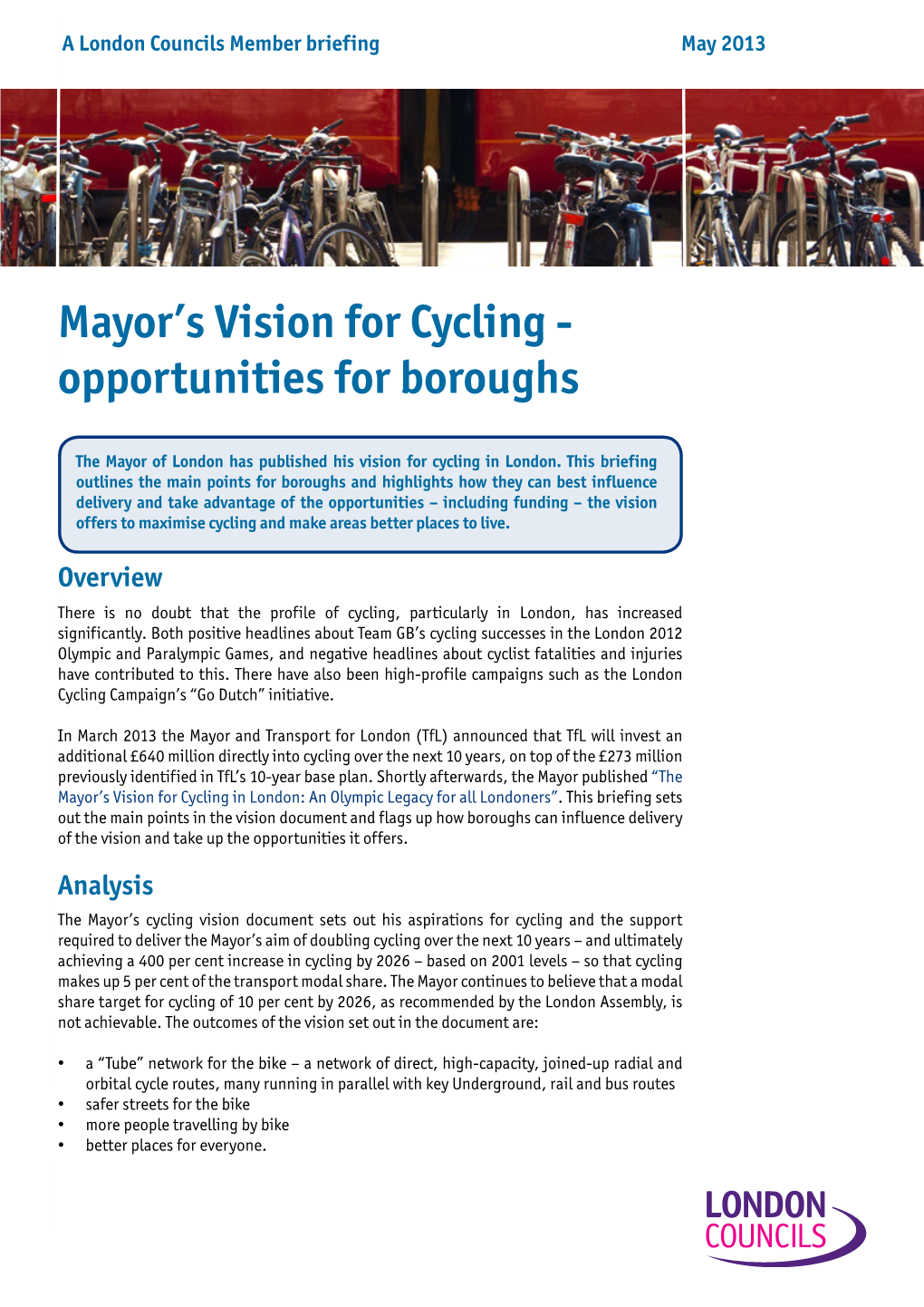 Mayor's Vision for Cycling
