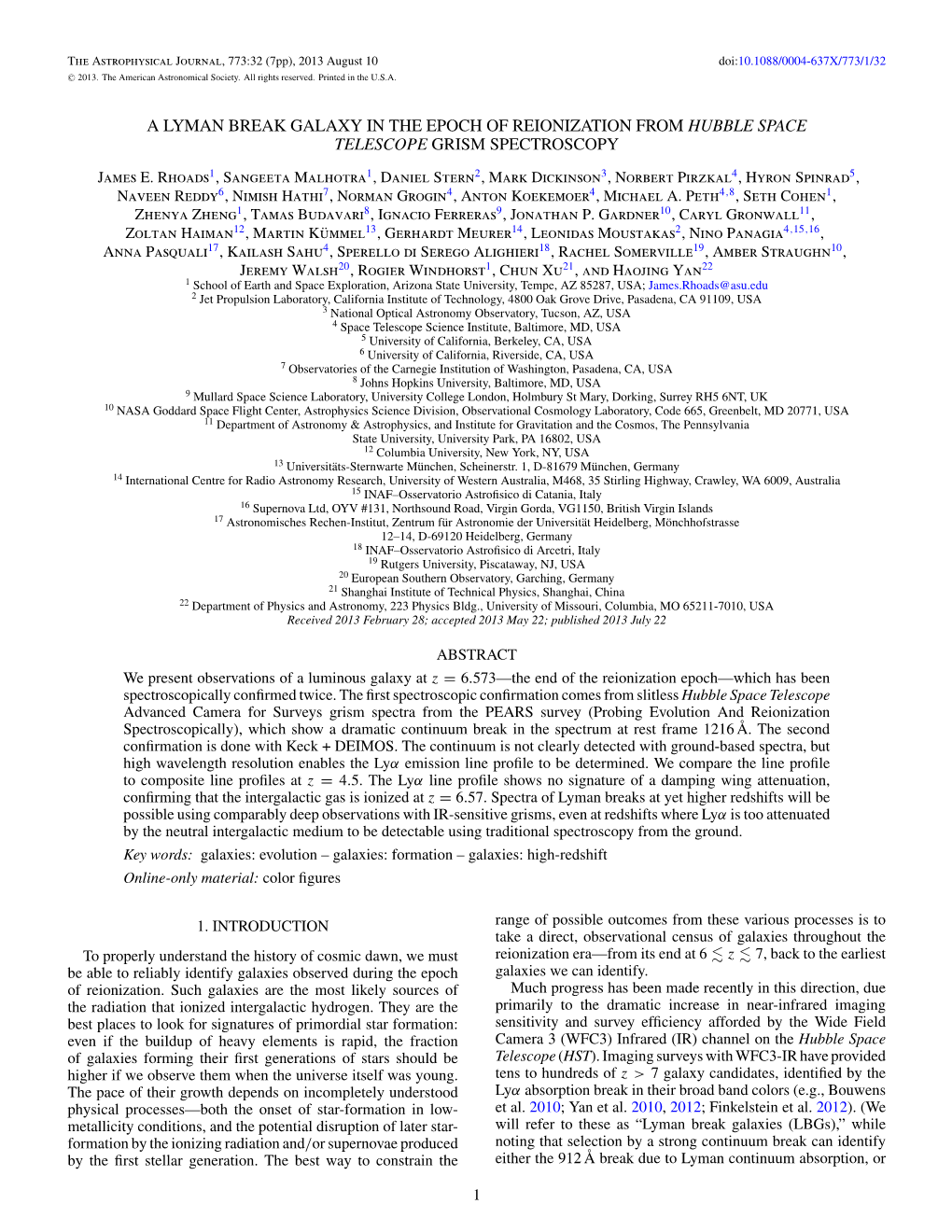 A Lyman Break Galaxy in the Epoch of Reionization from Hubble Space Telescope Grism Spectroscopy