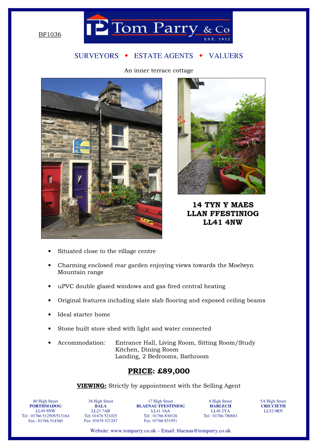 Surveyors Estate Agents Valuers 14 Tyn Y Maes Llan