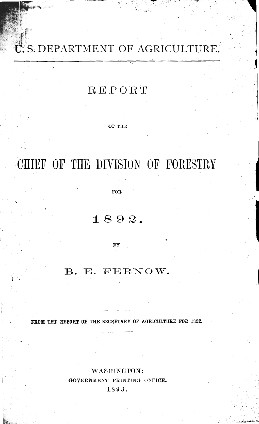 Report B. E. Fernow