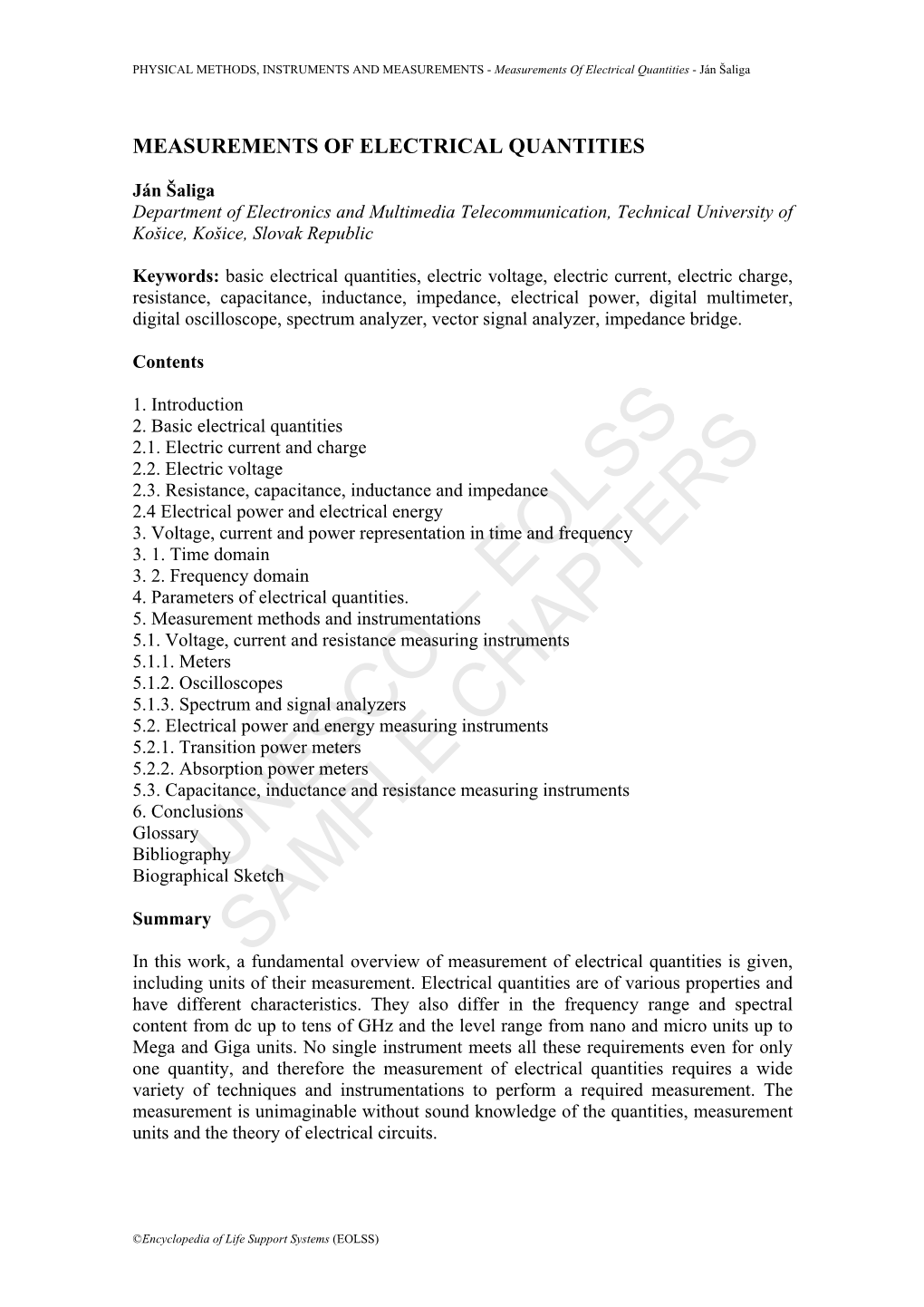 Measurements of Electrical Quantities - Ján Šaliga