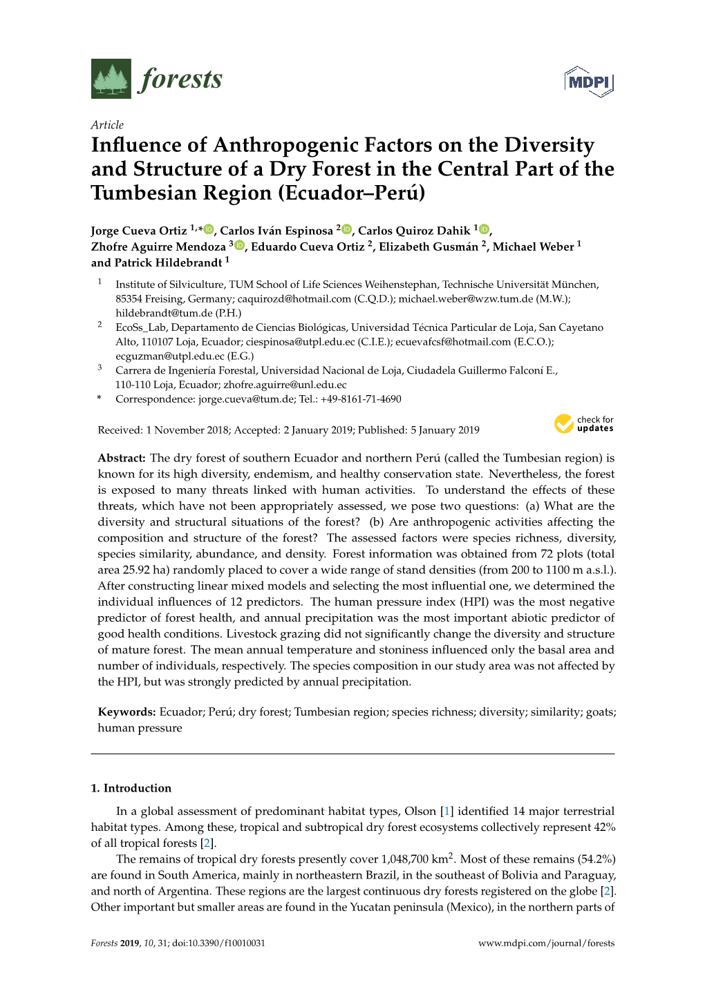 Influence of Anthropogenic Factors on the Diversity and Structure