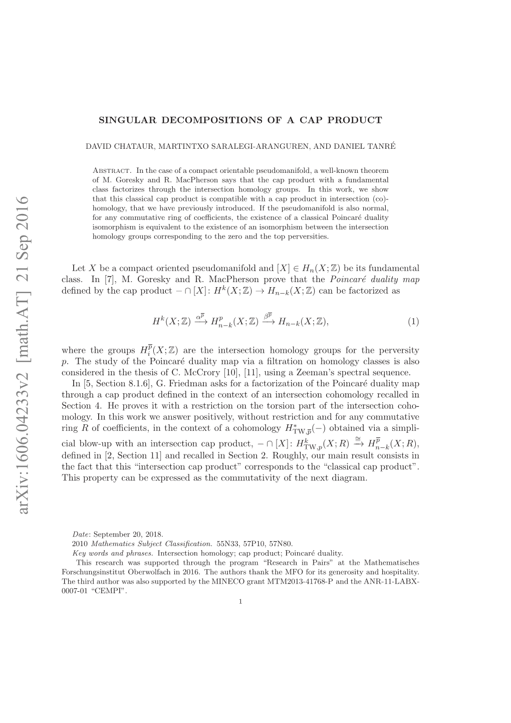 Arxiv:1606.04233V2 [Math.AT] 21 Sep 2016 Ls.I 7,M Oek N .Mchro Rv Htthe That Prove Macpherson R